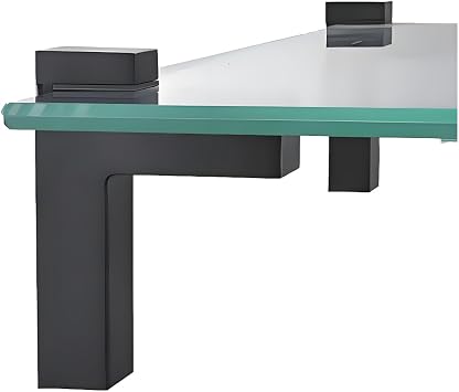 2 Piece Glass Shelves Brackets, Black, Zinc Alloy | Wall Mounting for Floating Shelves, For Bathroom, For 3-28mm/0.11-1.1in Thick Glass Shelf