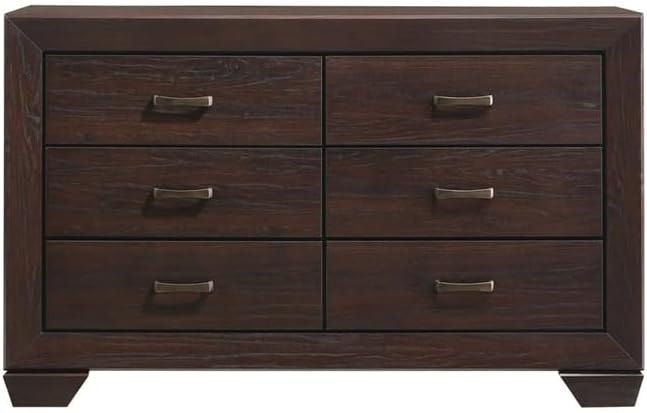 Miniatura 6 de MAKLAINE Juego de dormitorio completo de madera de 4 piezas en marrón y cacao oscuro