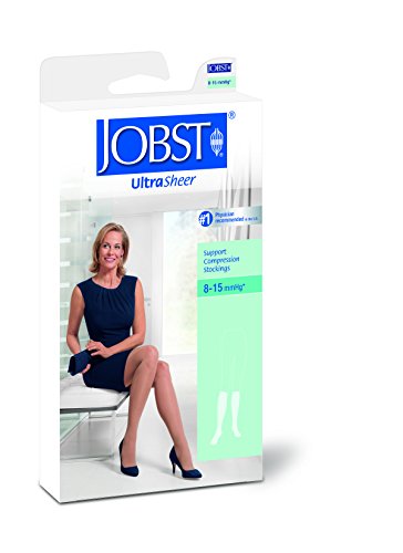 BSN Medical 119234 Jobst Ultra Sheer Compression Stocking, Knee High, 8-15mmHg, Closed Toe, Large, Classic Black