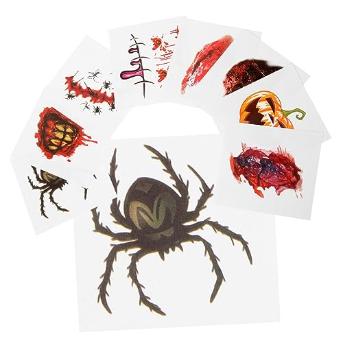 IWOWHERO 40 Uds Pegatinas De Cicatrices De Halloween Tatuajes Temporales Pegatinas Calcomanías De Heridas Falsas Tatuajes De Halloween