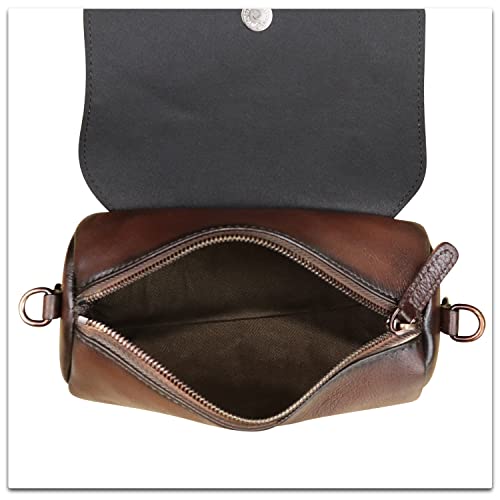 Genuine Leather Satchel For Women Vintage Purse Handmade Handbag Retro Crossbody Bag (Coffee) #TOP6
