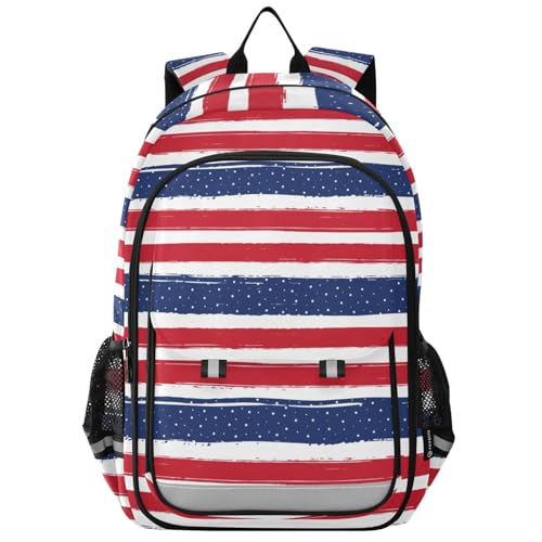 Mochila escolar impermeable para niños de 8 a 12 años: modernas mochilas para niños y niñas de 6º grado en varios colores, patrón de rayas, estrella roja y azul