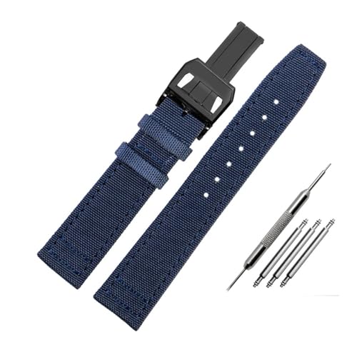 [X] iCLoX Lea/ther {gvXgbv 20 21 22 A[~[O[u[ubNvoh Fit For IWC }[N-xx pCbg|gM[[ɓK(Blue-Black,22mm)