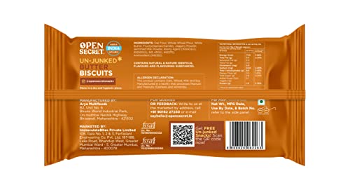 Image of Open Secret Butter Biscuit Cookies | Protein & Fiber Packed | Healthy Snacks | No Added Maida No Refined Sugar No Palm Oil | Unjunked Biscuit | 40G - Pack of 6