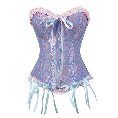 Grebrafan Corset Ballet Clasico Brocado Corsé Tallas Grandes (EU(36-38) L, Azul) Cover