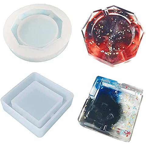 Resin Mold, Silicone Epoxy Resin Molds, Art Mold with Square and Rhombus Shape for Resin Casting, Home DIY Craft Making (Ashtray) Cover