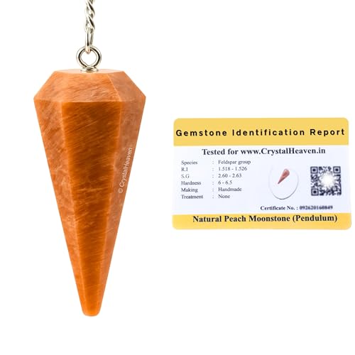 Image of Peach Moonstone Pendulum Dowsing Tool - Natural Crystal Pendulum for Spiritual Guidance - Premium Dowser Pendulum for Accurate Divination and Energy Healing - Perfect for Energy Healing and Chakra Balancing - Handcrafted with Precision and Elegance