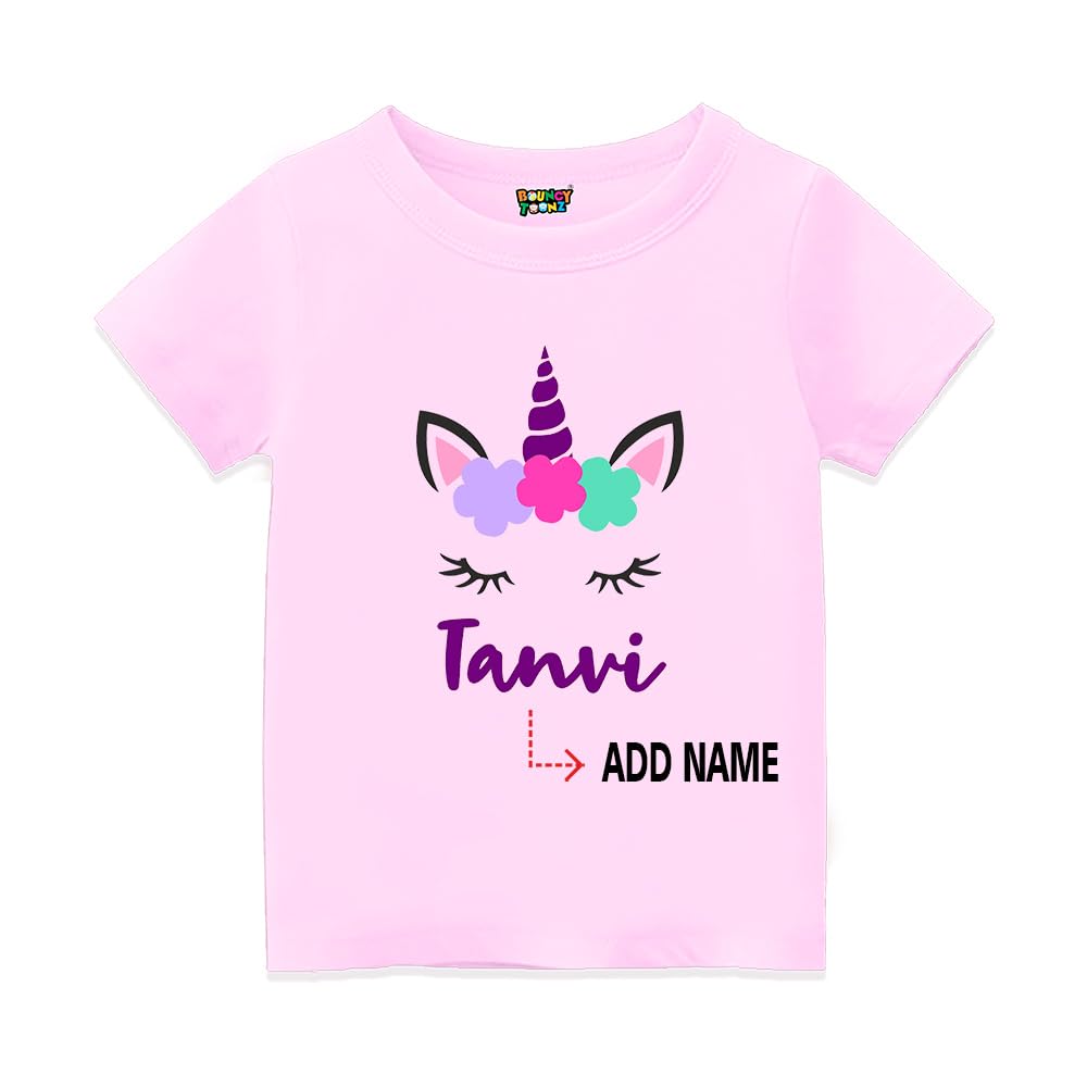 Bouncy ToonzCustomised Unicorn Theme T Shirt - Kids Personalised Custom Return Gifts Unicorn Themed Party (cus-Unicorn-All)