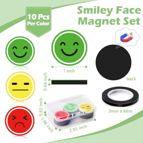 30 imanes decorativos sonrientes 1 pulg rojo amarillo verde miniatura 2