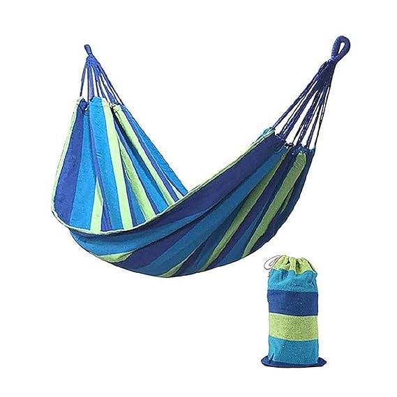 Garden Cotton Hammock Comfortable Fabric Hammock with Tree Straps for Hanging Up to 450lbs Portable Perfect for Camping Outdoor/Indoor Patio Backyard