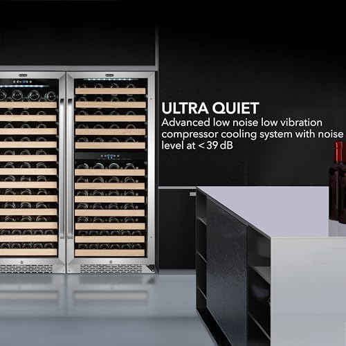 Image of Whynter 48 Inch Wine Cooler Bundle 192 Bottle Built-in Stainless Steel Single & Dual Zone Wine Refrigerators with Display Rack and LED display