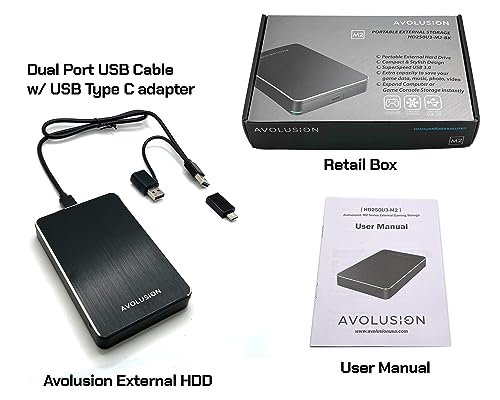 Avolusion M2 Series 2TB USB 3.0 Portable External Hard Drive (for PC/Laptop Windows/Mac OS) - 2 Year Warranty