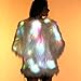 JIRUIWEN LED Coat Light Up Fur Jacket - For Women Glow White Furry Faux Fur Burning Man Costumes Rave LED Clothes (Large)