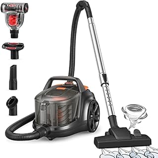Canister Vacuum Cleaner, Aspiron Lightweight Bagless Vacuum Cleaner, 3.7QT Compact Corded Vacuum, H10 HEPA Filter, 5 Brushes, Automatic Cord Rewind, Variable Speed for Hard Floors