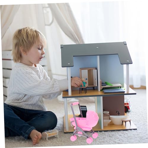 Kisangel Mini Puppenwagen für Puppenhaus Simulierter Kinderwagen Zubehör für Kreative Rollenspiele Stabil und Langlebig aus Hochwertigem für Realistische Puppenhausdekoration – Bild 7