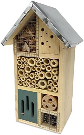 Lantern Hill Multi-Chambered Insect House, Designed Especially for Your Favorite Garden Friends, 7.3” x 6” x 12.5”