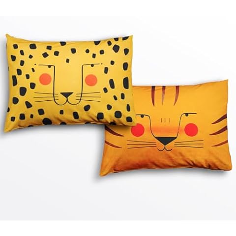 Kids Pillowcases, 2 Pack, by Rookie Humans - 100% Cotton w/Envelope Closure (Jungle) Cover