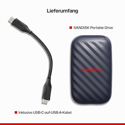 SANDISK Portable Drive 500 GB (Lesegeschwindigkeiten von bis zu 600 MB/s, Fallsicherheit aus bis zu 2 Metern Höhe) – Ansicht 9