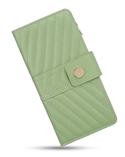Image of Green Women's Trifold Wallet,Large Capacity RFID Long Wallet