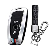 [KUNIO] BMW専用 キーケース キーカバー キーホルダー シリコン 合金 傷防止 純正 BMW 1 2 3 5 7 Series F10 F20 F30 335 328 2013-2019 に適用 スタイリッシュ 蛍光ボタン 車用 重量感 ３ボタン Aシルバー