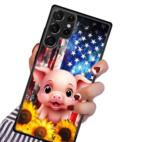 ZQLPLZR for Galaxy S25 Ultra Case,Tire Anti-Skid Edges Cute Design Shockproof Bumper Full Protection Back Cover for Samsung Galaxy S25 Ultra 6.9" 2025,American Flag Sunflower Pig - image 4