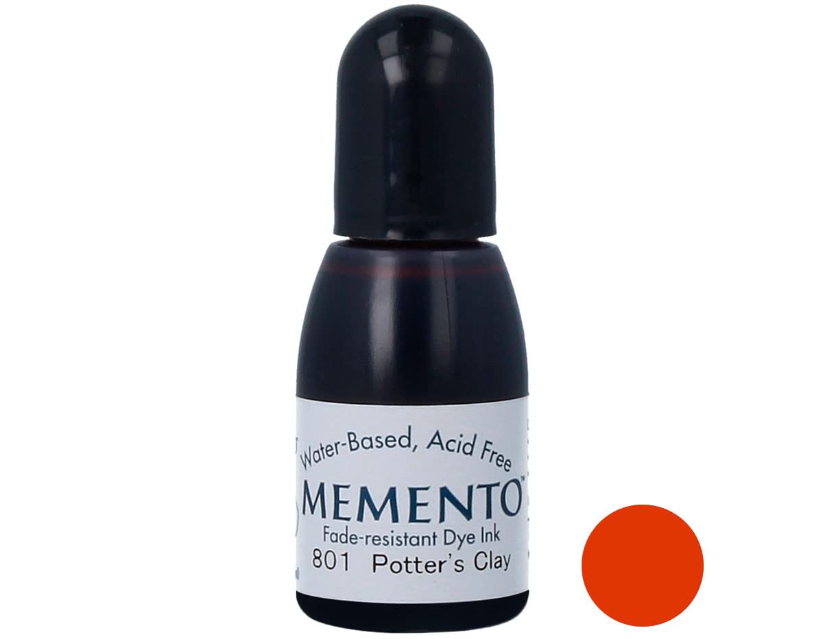 Tsukineko Memento Refill Nachfülltinte - 15 ml - Rot, Potters Clay - Zubehör Reinker für Memento Stempelkissen