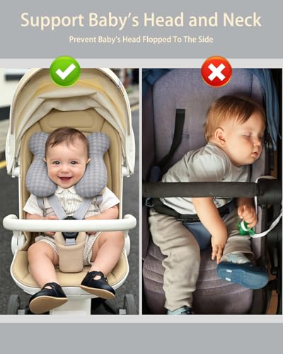 Image of KAKIBLIN Baby Travel Pillow, Upgraded Baby Neck Pillows for Car Seat, Infant Neck Support Pillow for Head and Neck,Newborn Head Support for Car Seat,Pushchair