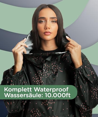 Jubi® Regenponcho Damen aus 100% Recycled Polyester - Grün- Nachhaltig, Leicht & Wasserdicht
