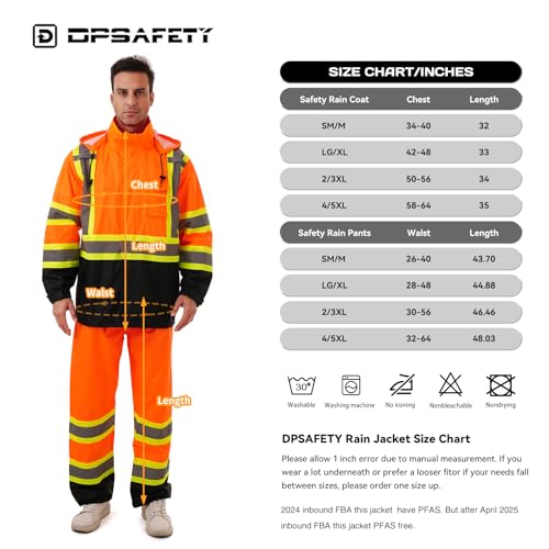 Image of Hi Vis Safety rain Jacket,Reflective Class 3 Rain coat with Inner Mesh Lining and Pockets High Visibility Waterproof work Rain Suits for men&women(Orange,LG /XL)