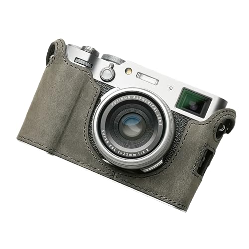 QIYAONUO Fujifilm X-100VI用 ケース フイルム用 Fujifilm X-100VI 用ボディーハーフケース バッテリーの交換でき 三脚ネジ穴付きカメラケース (グレー)