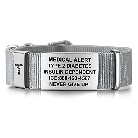 Bellfy Customize Nylon Wristband Medical Alert Bracelets for Women Men | Free Engraving Sport Medical Bracelet | Emergency Medical Id Bracelets | Adjustable Medical Bracelets 6.5-8.5 Inches Cover