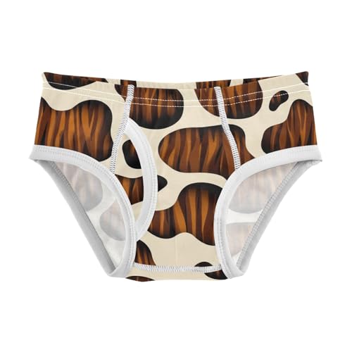 ODAWA Brown Black Cow Spots Beige Tag Free Cotton Toddler Underwear, Boys 2T Underwear