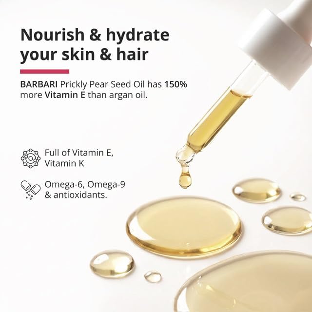 BARBARI Prickly Pear Oil – Hydrating & Revitalizing Face, Hair & Body | Luxury Generally Used on Face, Supports Skin Elasticity & Radiance, Multi-Purpose (15ml) - Image 5