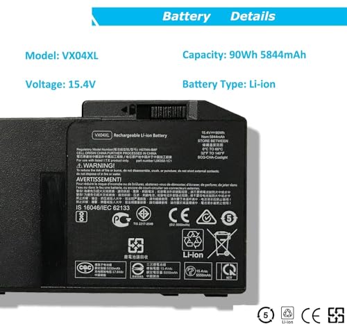 Image of WISTAR VX04XL Laptop Battery Compatible for HP Zbook 15 G5 G6 2YW99AV 2YX00AV 2ZC40EA 2ZC41EA 3AX02AV 3AX04AV 4QH14EA 5KY99AV Serie HSTNN-IB8F 4ME79AA HSN-Q13C L05766-855 L06302-1C1