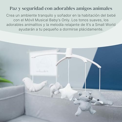 Miniatura 5 de Baby S Only - Móvil Musical Baby - Con Figuras Tejidas - Caja De Música Para Bebés Con Melodías - Fácil De Colocar - Móvil Bebés Con Música - Niños Y Niñas - Gris Plateado Gris Blanco