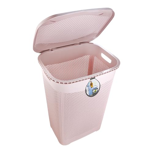 Image of Joyo Drop Laundry Multipurpose Plastic Laundry Basket /Bin /Hamper /Bucket /Storage Organizer With Lid, 54 Ltr - Royal Light Brown