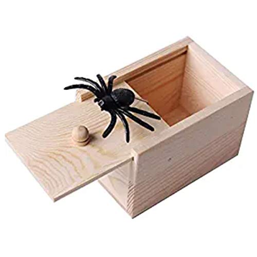 Shinning Spider Prank Scare Box，Wooden Surprise Box Practical Surprise Joke Boxes, Halloween Prank Scare Spider Toy #TOP2