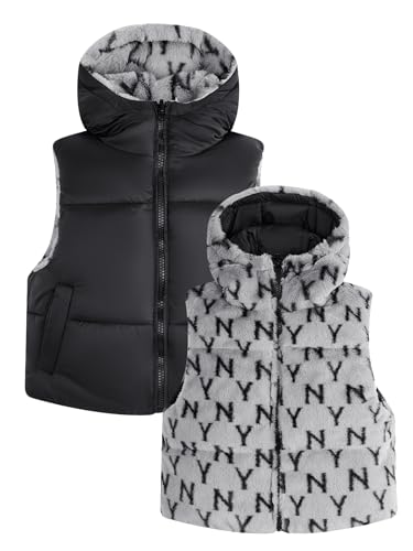 solomate Womens Extra Short Winter Cropped Puffer Reversible Vest Sleeveless Fleece Lined Jacket Zipper Hoodie Short Coat3