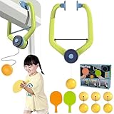 Door Plunking Game, Door Ping Pong Game for Kids, Adjustable Hanging Table Tennis Trainer with Racket and Balls, Portable Indoor Doors Frame Pong Game Exercise Kit (1set)