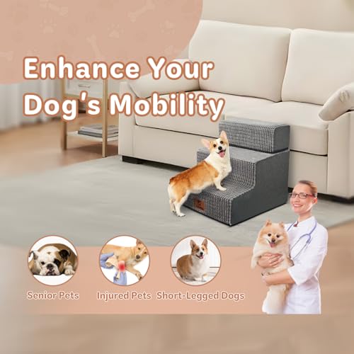 Pet Stairs Ramp for High Beds and Couch 3 Step Foldable Stairs for Small/Medium/Large Dogs and Old Cats - Image 3
