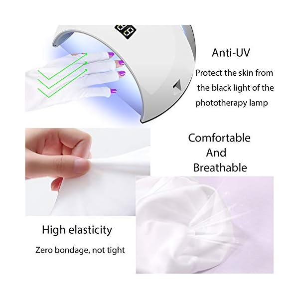 4-Pairs-UV-Glove-for-Nail-Lamp-Manicures-Anti-Block-UV-Ray-Fingerless-Glove-for-Girl-WomenWhiteBlack-Purple-Pink Jolbndcv 4 Pairs UV Glove for Nail Lamp, UPF50+ Protection Gloves Manicures Anti Block UV Ray Fingerless Glove for Girl Women White,Black,Purple,Pink