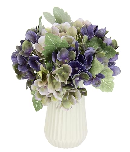 Ramo de hortensias artificiales moradas en jarrón para decoración 2