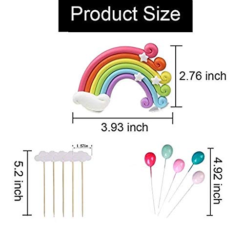 Unicorn Rainbow Cake Topper Birthday Wedding Cake Flags With Cloud Balloon Cake Flag For Birthday Wedding & Baby Shower Birthday Party Decoration Supplies