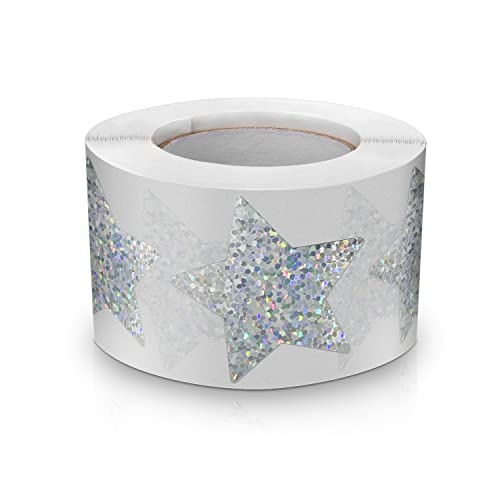 Meitaat Silver Star Stickers 1.5 Inch Large Star Shape Labels Roll 500 Pcs