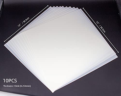 10Pcs 10Mil Blank Mylar Stencil Sheets,12X12 Inch Milky Translucent Pet Blank Stencils Sheets,Template Material For Cutting Machines, Laser Cutting, Food-Safe Craft Plastic #TOP1
