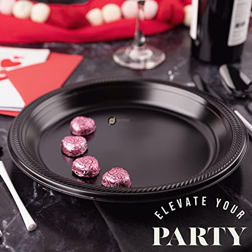 Disposable Black Plastic Plates, Pack Of 120-9-Inch Round Plastic Plates Special Events, Party, Dinner, Picnic, Or Travel - Bulk Pack Party Supplies #TOP3