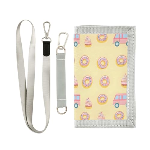 ALAZA Kids Wallets for Boys Girls Toddler Trifold Wallet Children Small Donut Dessert Cart with Zipper Coin Pocket