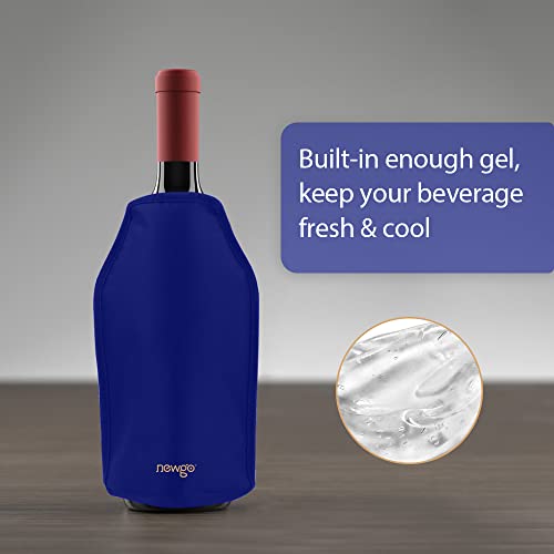 Newgo Wine Cooler Sleeve Reusable Wine Bottle Cooler Flexible Wine Ice Pack Sleeve Keep Wine Cool And Refreshing For Standard Size Bottles For Red Wine, White Wine & Champagne - Blue #TOP4
