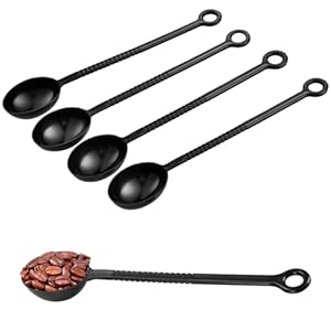 20 Pieces Measuring Spoons Plastic Long Handle Coffee Scoops for Measuring Coffee Tea Milk Spices Protein Pet Food Honey Black Kitchen Baking Tools