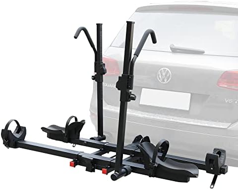 Platform Style Hitch Mount Bike Rack for Car Carries 2 Bikes Up to 4-inch Fat Tire Carrier Rack 132 lb Capacity Tray Style Smart Tilting Design for SUV, Truck, RV and Minivans with 2" Hitch Receivers